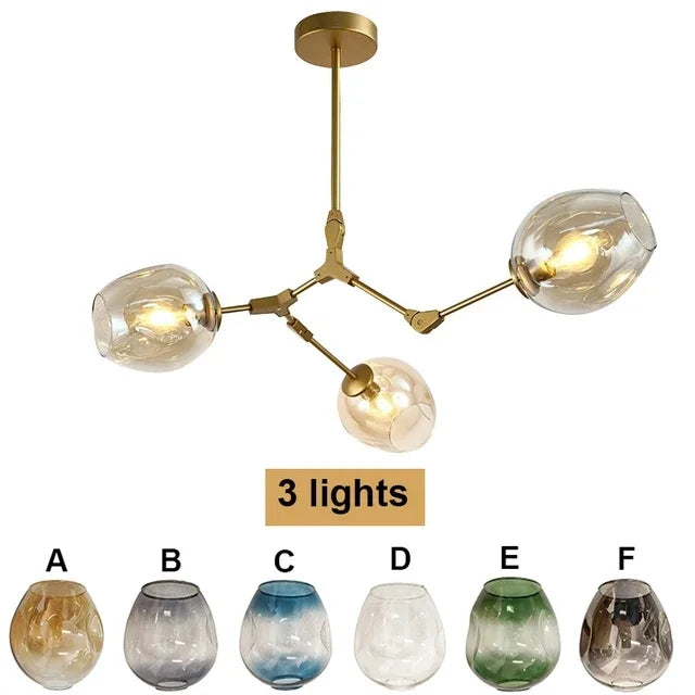 Molecular Design Glass Chandelier Ceiling Pendant for Luxury Living & Dining Rooms
