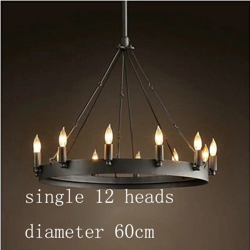 Vintage Iron Double Pendant Chandelier - Industrial LED Lighting for Home and Hospitality