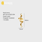 Gold Copper LED Wall Sconce for Bedroom Living Room Hallway