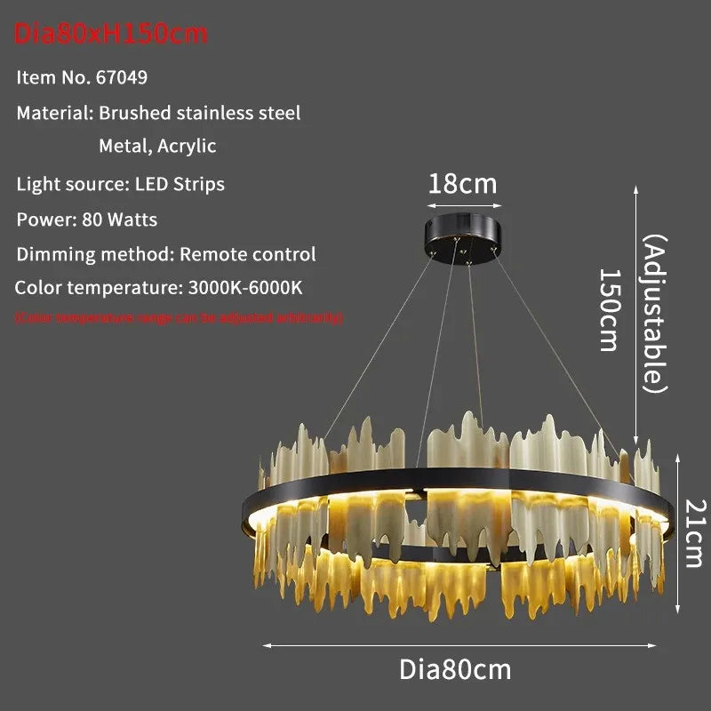 Luxury Modern Chandelier Circle Pendant Light for Living Room by Afralia™