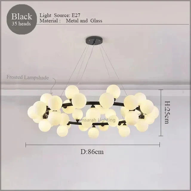 LED Glass Chandelier Pendant Lamp for Living Room Dining Room Lighting