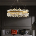 Smoke Grey Crystal LED Chandelier for Home Decor in Living Dining Bedroom