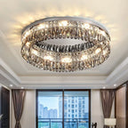 Modern Luxury LED Crystal Ceiling Chandelier for Living Room - Chrome Finish