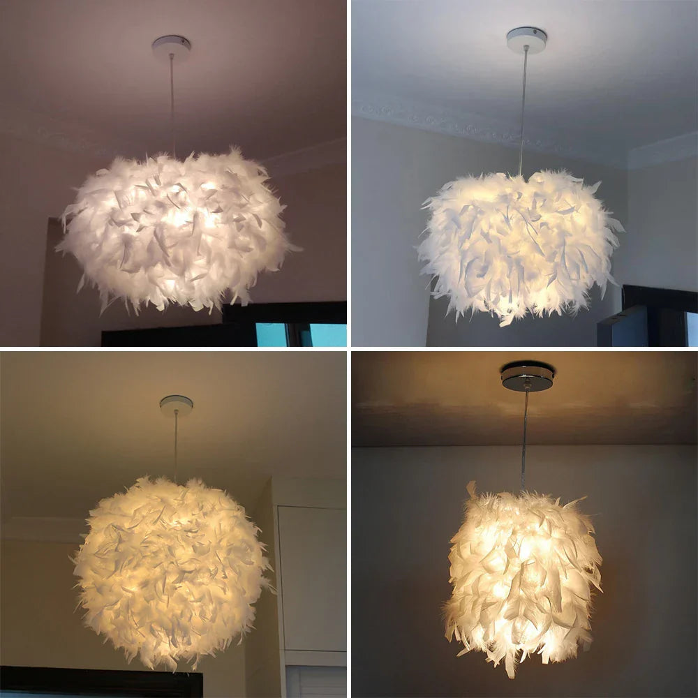 Feather Pendant LED Chandelier - Modern Bedroom Study Room Decoration
