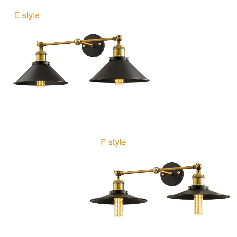 Vintage Industrial Wall Sconce with Switch, Black Wall Lamp for Loft Bedroom