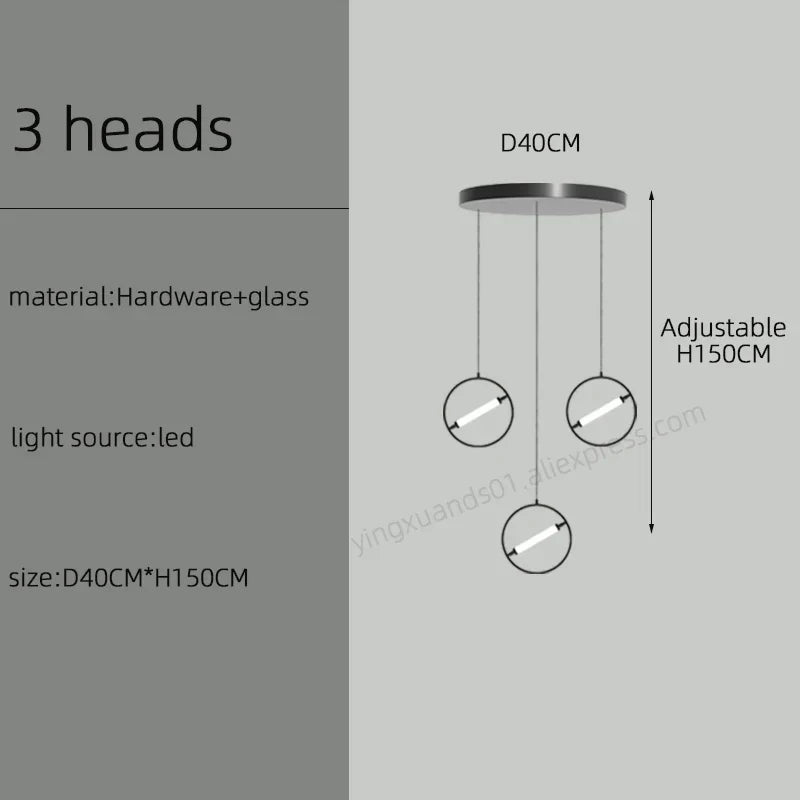 Modern LED Chandelier Ring Light Lamp Suspension Staircase Lighting