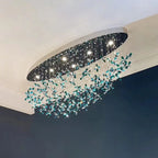 Flower Crystal Chandelier Staircase Lighting for Modern Living Room & Hotel Lobby