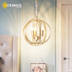 Gold Globe Chandelier Pendant Light for Living Room & Dining Room