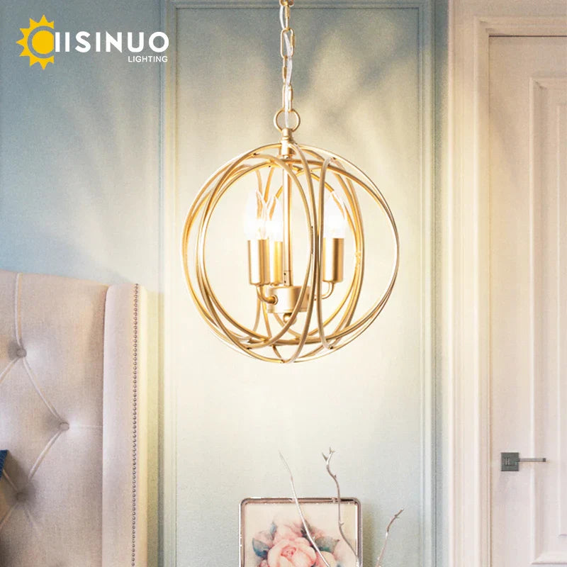 Gold Globe Chandelier Pendant Light for Living Room & Dining Room