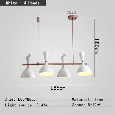 Afralia Nordic LED Multiple Head Chandelier - Black/White Iron Art - Living Room/Bedroom/Kitchen/Hotel