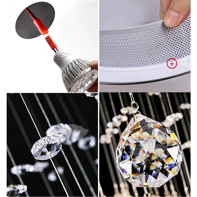 Spiral Crystal Chandelier for Modern Luxury Living Room & Dining Area