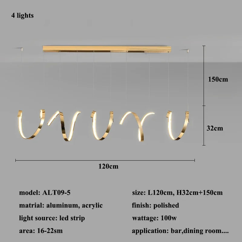 Gold Irregular LED Pendant Lights for Modern Living & Dining Room Lighting