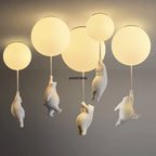 Bear LED Ceiling Chandelier: Cute PVC Ball Lampshade for Children's Room Decor