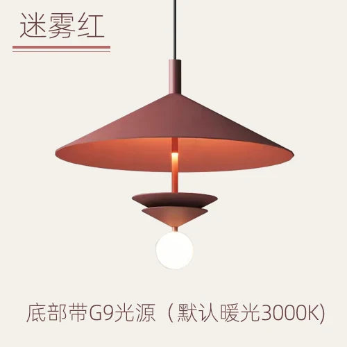 Red UFO Pendant Light for Dining and Living Room, Minimalist LED Lamp