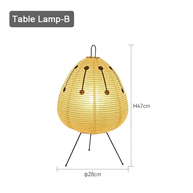 Modern Tripod Rice Paper Table Lamp LED Night Light for Bedroom Home Decor