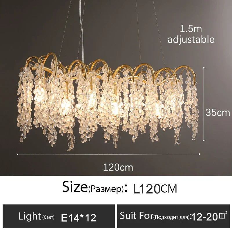 Crystal Led Chandelier Golden Luxury Living Room Ceiling Lamp