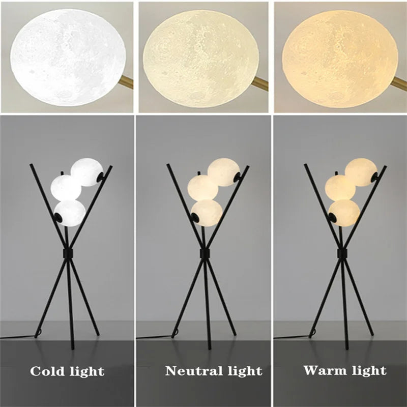 Moon Floor Lamp LED Living Room Study Bedroom Tripod Wall Light