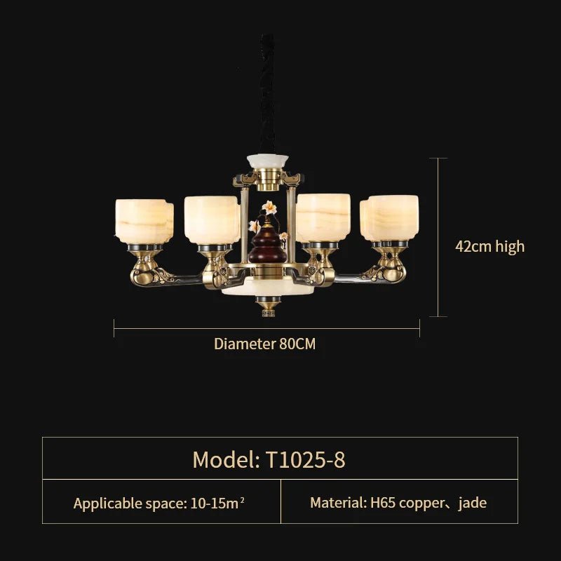 Luxe  Multi-storey Jade Chandelier for Elegant Chinese Villa Duplex Living Rooms