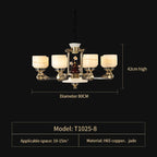 Luxe  Multi-storey Jade Chandelier for Elegant Chinese Villa Duplex Living Rooms