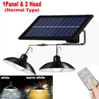 Solar Double-Head Chandelier: Waterproof LED Pendant Light with Remote Control