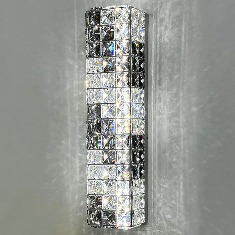 Crystal Mosaic Wall Lamp: Elegant LED Lighting for Living Room, Bedroom, and Hotel Lobby