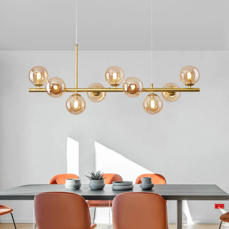 Nordic Glass Chandelier LED Ceiling Light for Creative Living Room and Dining Table by Afralia™