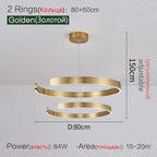 Round Ring LED Chandelier for Dining Room Bedroom Living Room Modern Nordic Decor