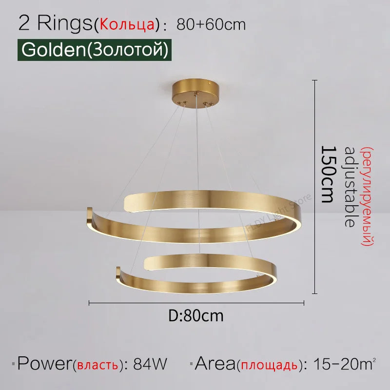 Round Ring LED Chandelier for Dining Room Bedroom Living Room Modern Nordic Decor