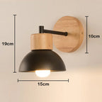 Black Wooden Wall Light Modern E27 LED Sconce Living Room Decor