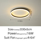 Modern Round Bedroom LED Ceiling Light for Living Room Study, Home Decor Lighting