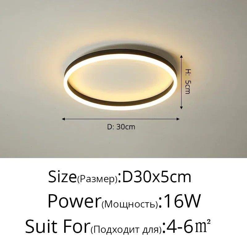 Modern Round Bedroom LED Ceiling Light for Living Room Study, Home Decor Lighting