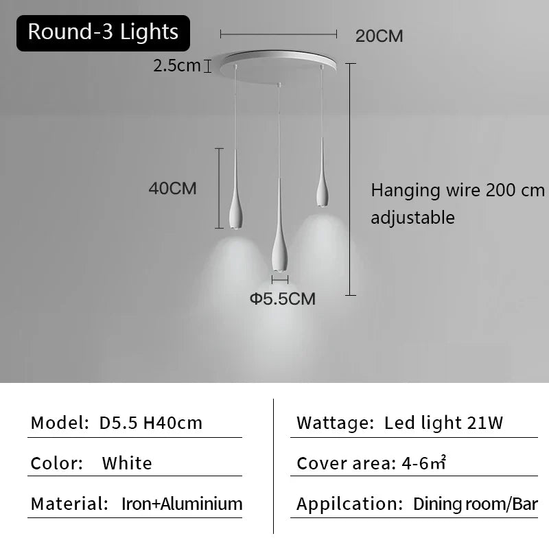 Long Tube LED Pendant Light for Bedside, Dining Room, Bar - Modern Minimalist Design