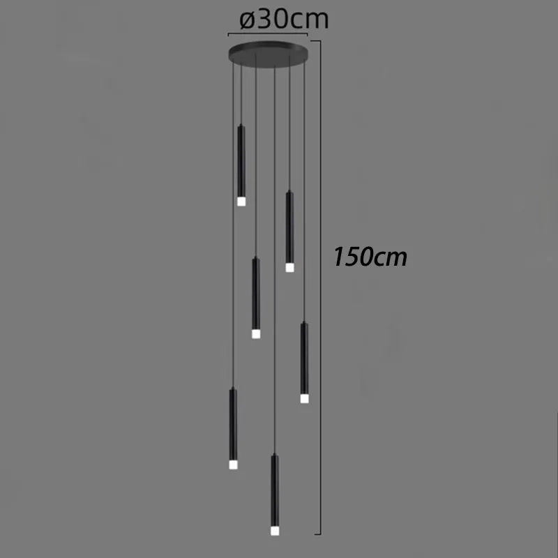 LED Staircase Chandeliers: Modern Pendant Light Lamps for Living Room Decor