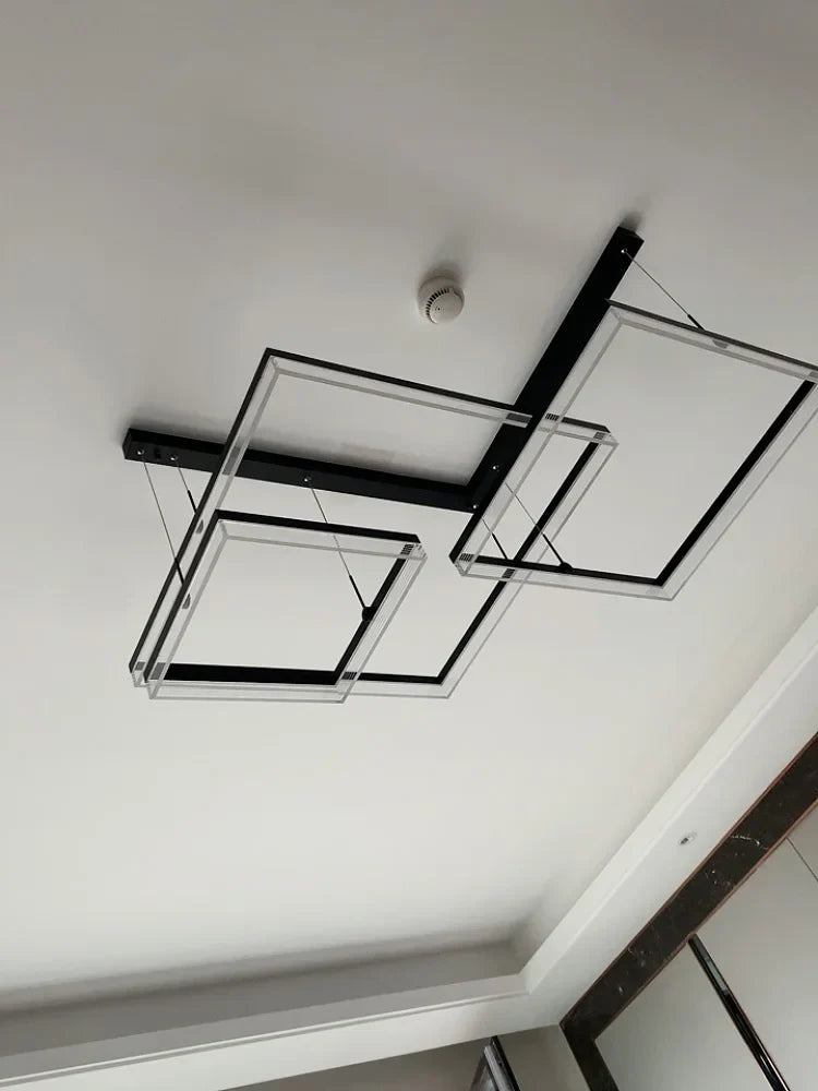 Square Modern Minimalist Nordic Chandelier for Living Room, Dining Room, Bedroom