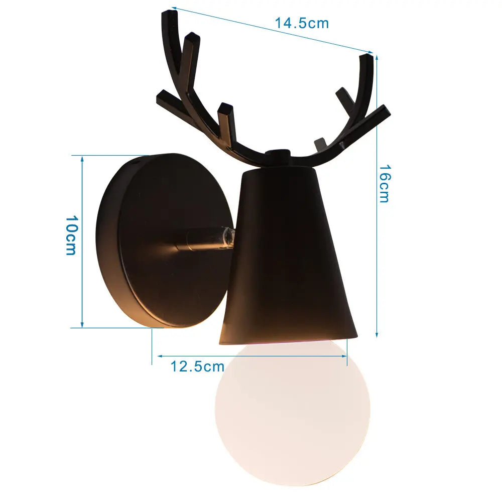 Black Wooden Wall Light Modern E27 LED Sconce Living Room Decor