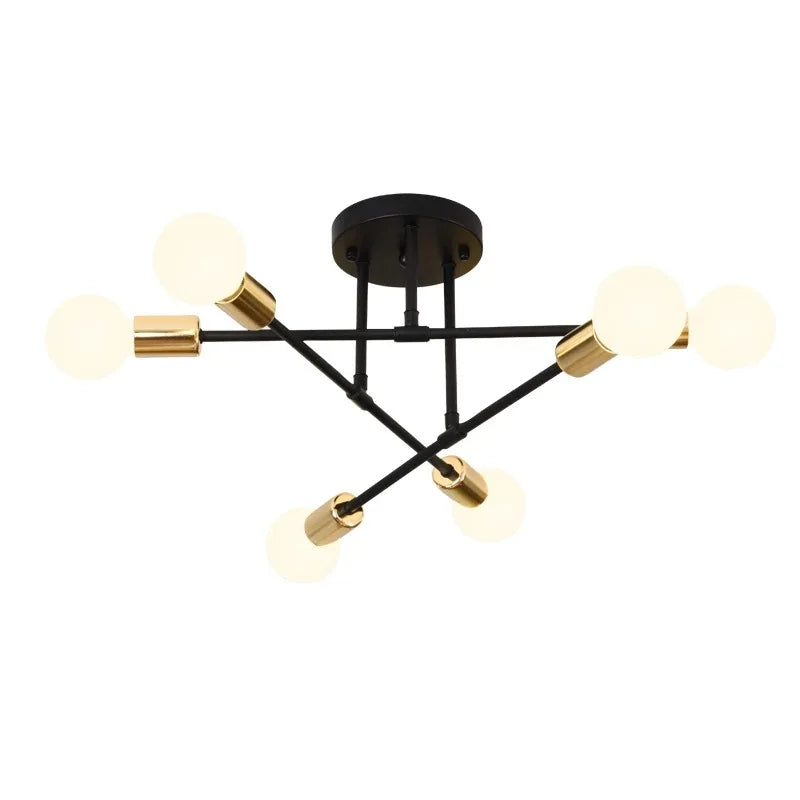 Vintage Wrought Iron Chandelier for Living Room - Industrial Loft Ceiling Lighting