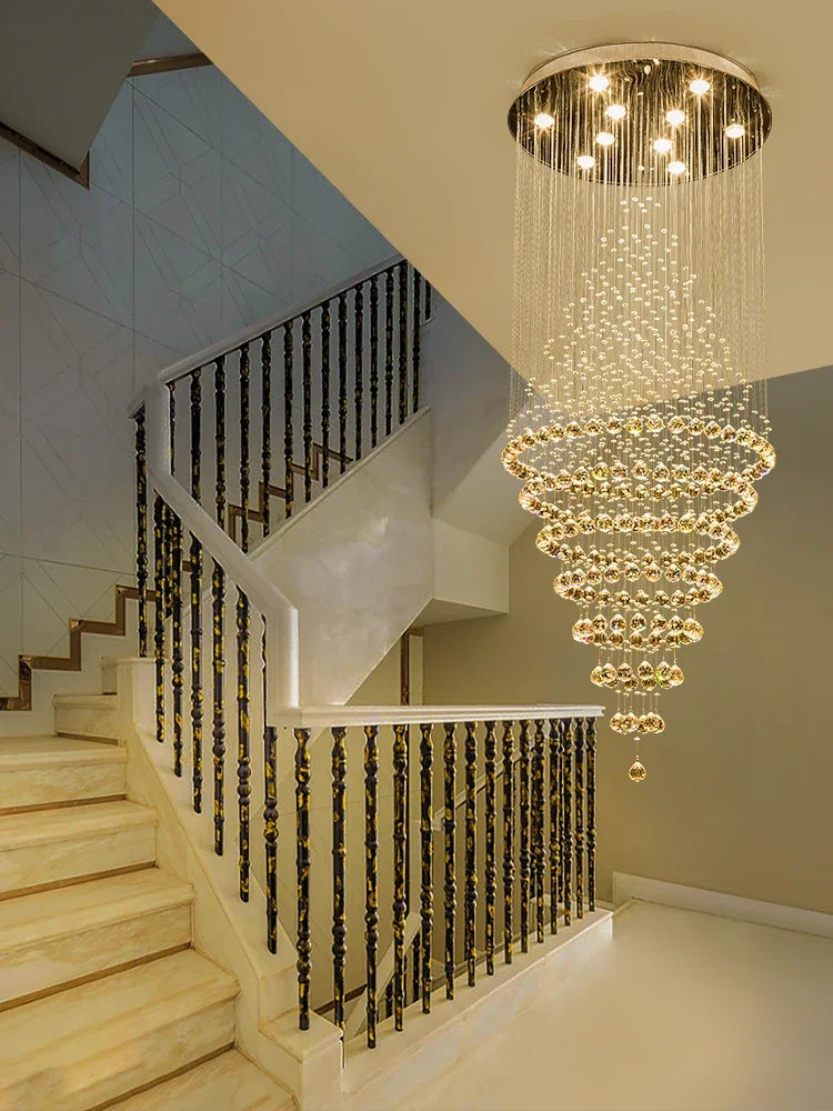 Starry Crystal Stair Pendant Chandelier - Elegant Wedding Decor rendezvous