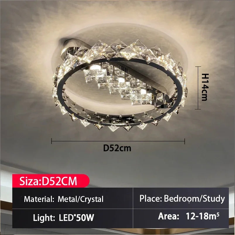 Crystal Ceiling Light: Modern LED Warmth for Living Room & Bedroom