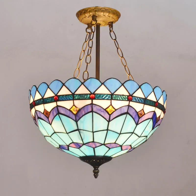 Stained Glass Tiffany Chandelier Pendant Light for Mediterranean Home Decor