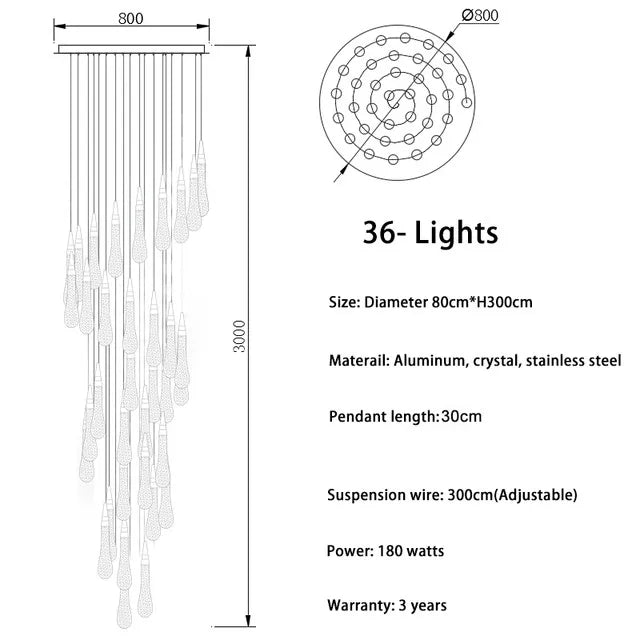 Crystal LED Chandelier: Modern Loft Art Pendant Lighting for Restaurant, Bar, Staircase