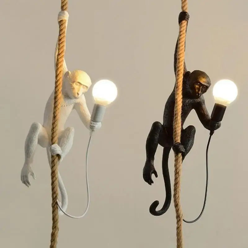 Monkey Resin LED Pendant Chandelier for Nordic Home Decor & Bedroom Lighting