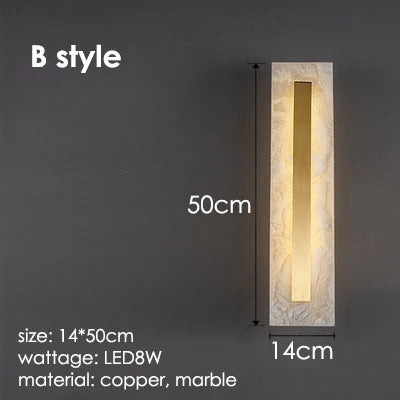 Marble Wall Light: Modern Copper Gold LED Sconce for Bedroom Hotel Corridors