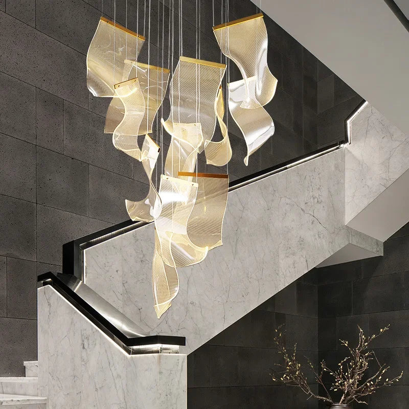 Modern Luxe Duplex Chandelier: Large Living Room Dining Hall Lighting