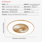 Modern Black 56cm Round Ceiling Fan with LED Light and Remote Control