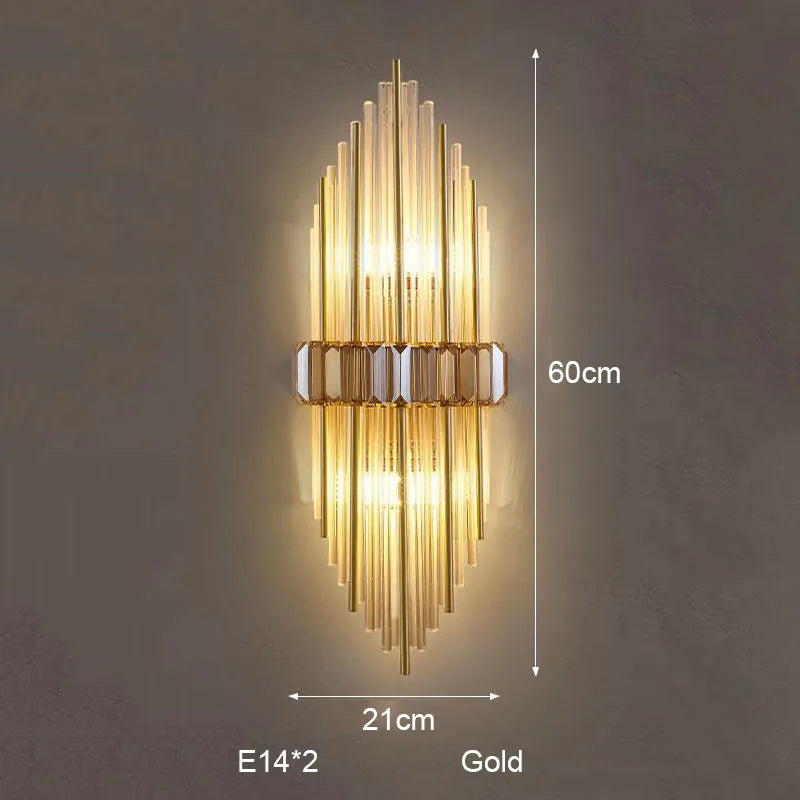 Crystal Strip LED Wall Lamp for Living Room, Bedroom, Study, Balcony Lighting