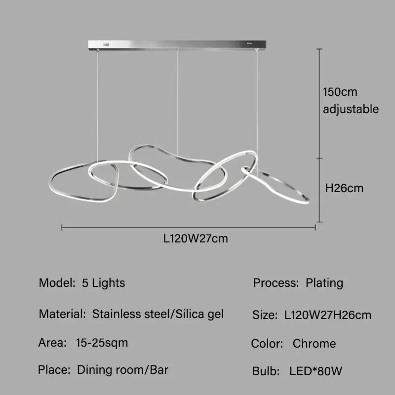 Rose Gold Maillon Pendant Light for Minimalist Dining Room Décor