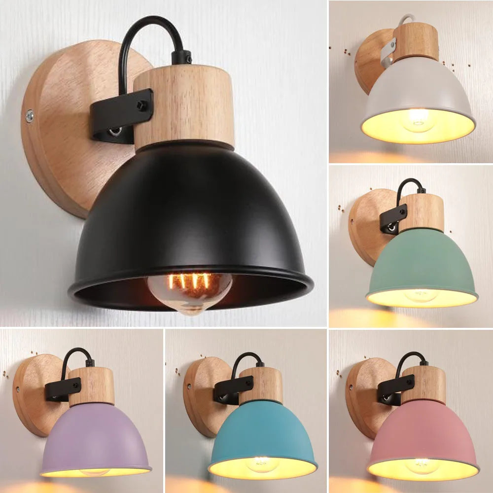 Nordic Wooden Wall Light Industrial Wall Sconce for Bedroom Reading