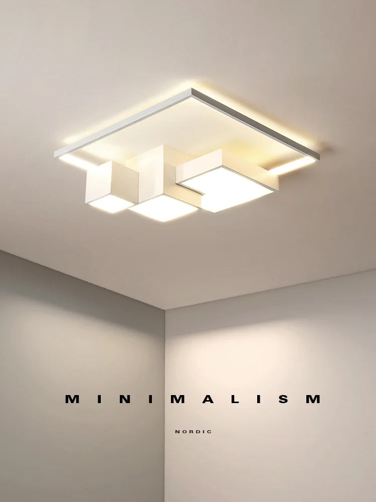 Nordic Square Ceiling Lamp - Modern Master Bedroom Lighting