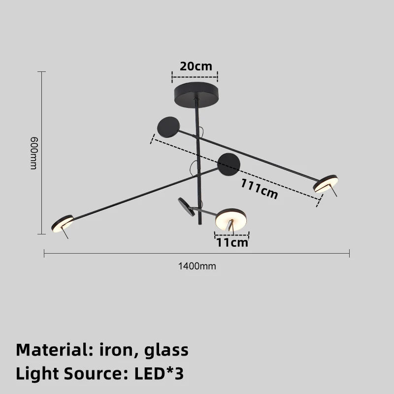 Minimalist Rotatable LED Chandelier: Nordic Design for Bedroom, Dining Room, Kitchen