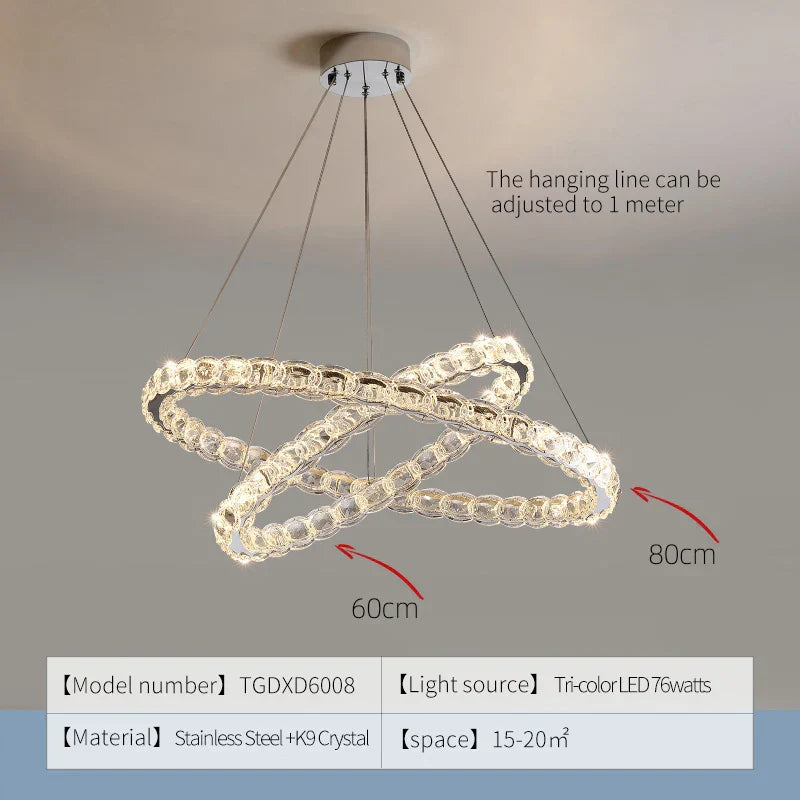 Crystal Chandelier: Modern Net Red Circle Light for Living Room, Bedroom, Restaurant